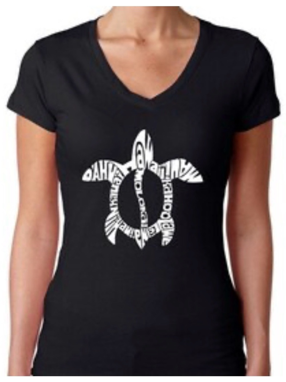 La Pop Art Women's V-neck T-Shirt - Honu Turtle - Hawaiin Islands New Size XL